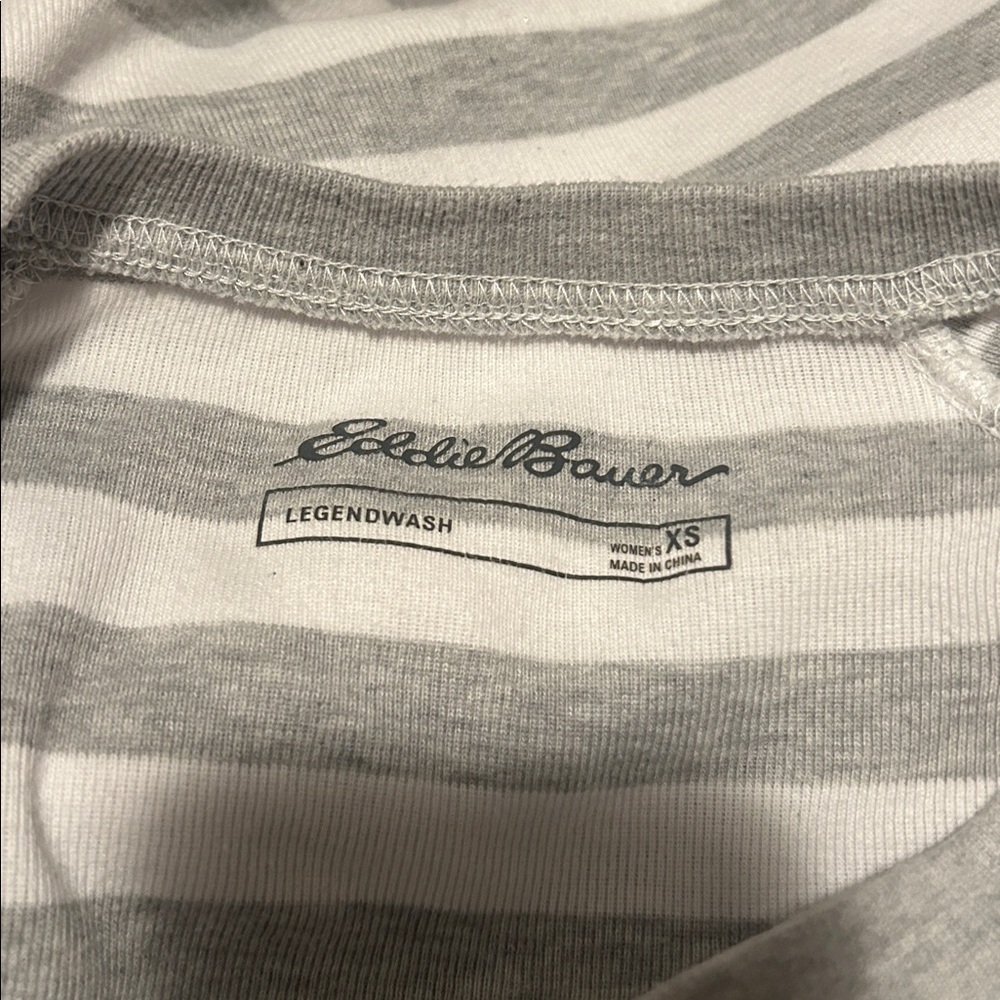 Eddie Bauer Gray and White Striped Shirt